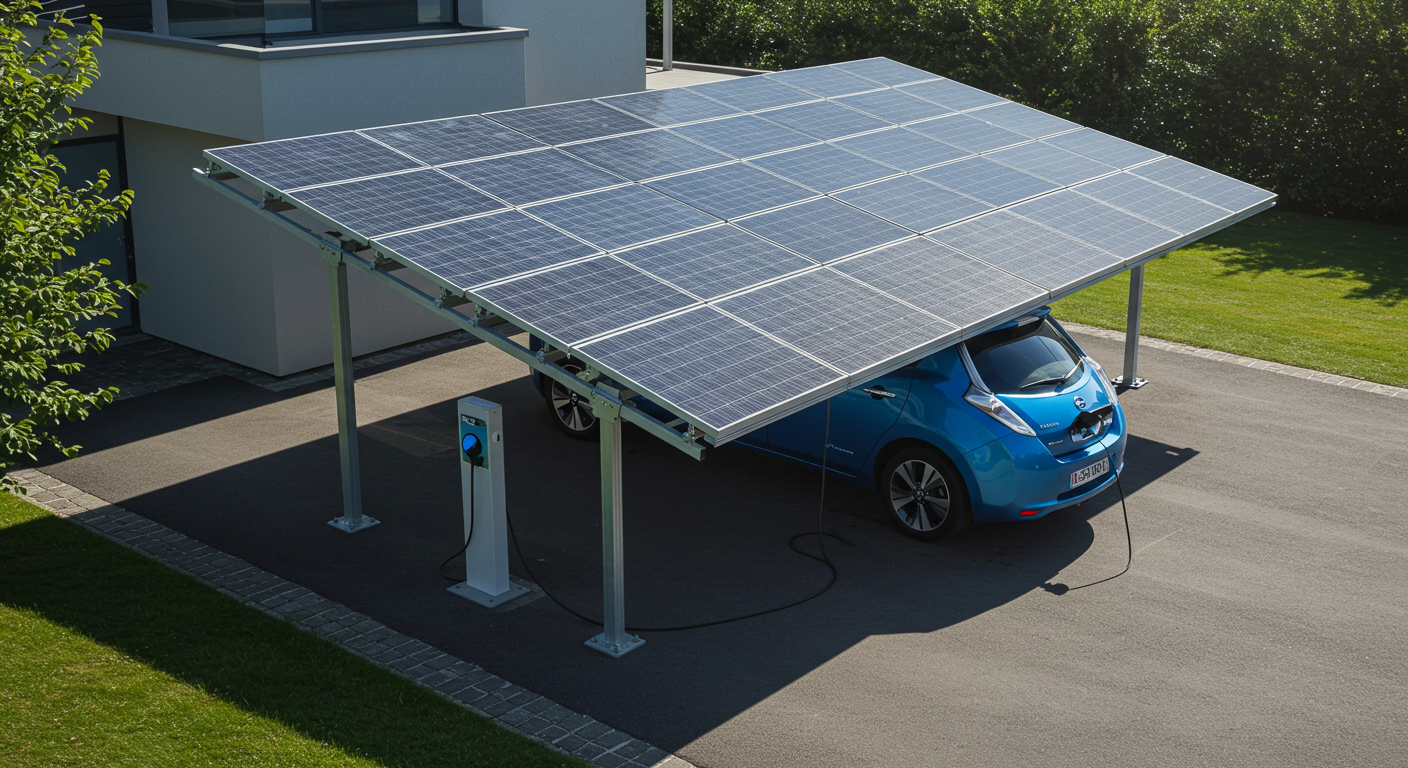 Solar panels covering the driveway